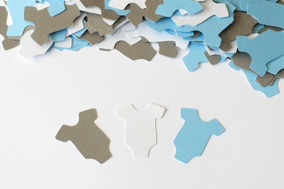 Baby Shower Decoration Infant Body Suit Confetti Blue Gray Il_570xn