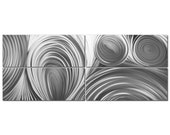 Geometric Artwork 'Conduction' - Multi-Panel Metal Wall Sculpture - Modern Circles Art - Metal Artwork - Silver Art - Contemporary Decor
