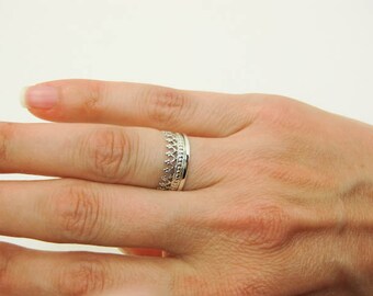 Sterling Silver Ring - Improved Crown Ring - Princess Crown Ring - Sturdy Crown Ring - Silver Tiara Ring