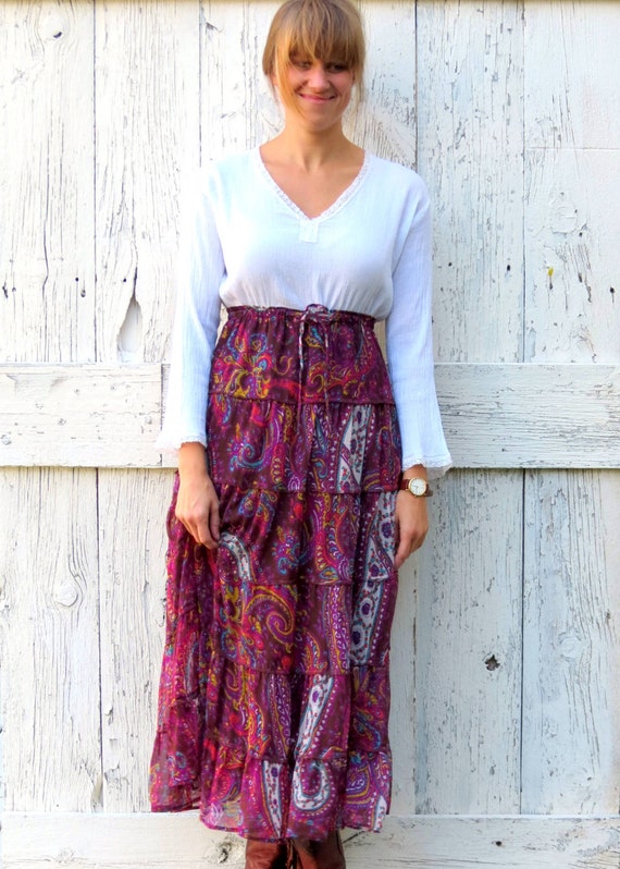 peasant dress upcycled boho hippie dress women's casual