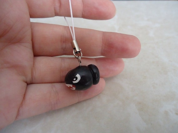 Handmade Painted Mario Bullet Bill Mini Lanyard Charm