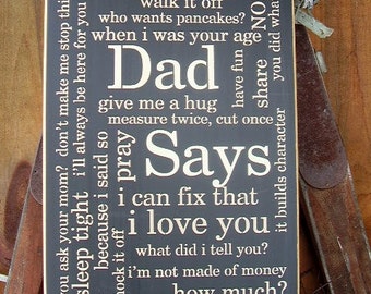 Gifts For Dad, Fathers Day Gift, Dad Says, House Rules Sign,Words On Wood, Family Rules, Wood Signs