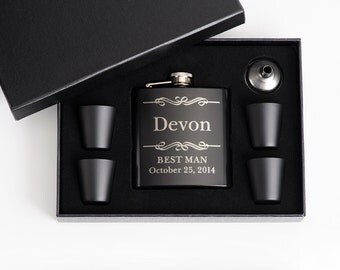 7, Groomsmen Flask Gift Sets, Personalized Flask Set, Stainless Steel Flask, Personalized Best Man Gift, 7 Flask Sets