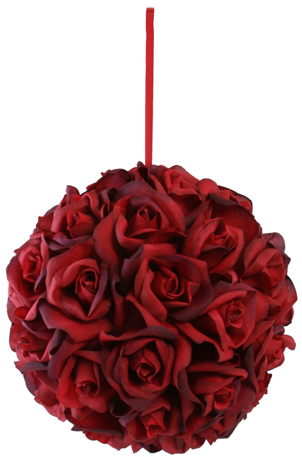 Garden Rose Kissing Ball Red 10 Inch by