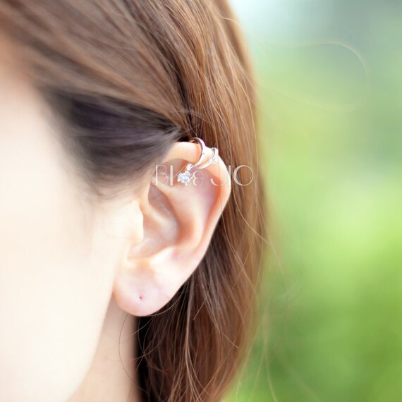 Gold/Silver Single CZ Ear Cuff by bkandjio on Etsy