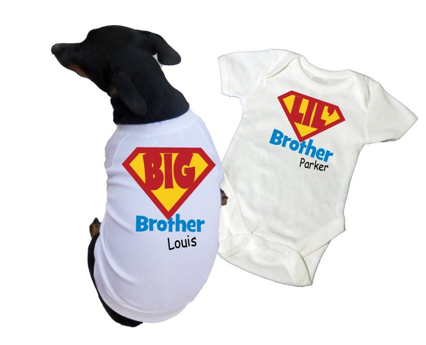 Big Brother Dog Shirt and Little Brother Shirt Tees with Super