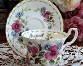 Royal Albert August Flower of the Month Teacup Duo - Bright Colorful Flowers