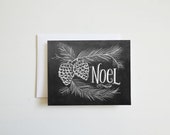 Noel Card - Christmas Chalkboard Art - Pine Cone Illustration - Christmas Card - Black and White Christmas Noel Card - Christmas Chalkboard Art - Pine Cone Illustration - Christmas Card - Black and White Christmas