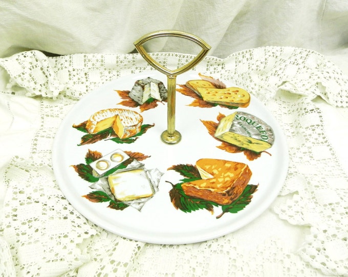 Vintage French Mid Century Porcelain Cheese Platter With Trompe L'Oeil Cheeses / French Country Decor / Retro Home Interior / Serving