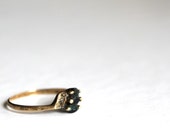 Gold gemstone ring- onyx/crystal ring- black and white ring- gold 14k- onyx golden ring- size 8