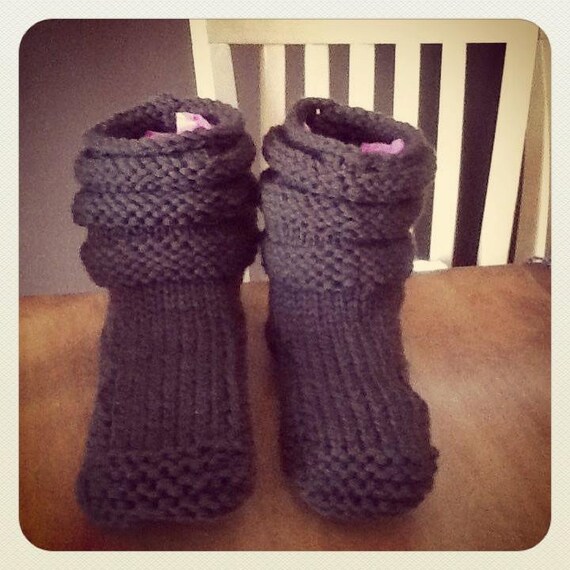 Brown Hand Knit Mukluk Slippers Custom Made by SmashleeStitches