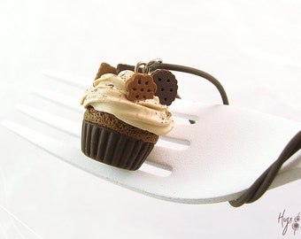 Chocolate Cupcake Charm, Mini Food Jewelry, Cupcake Jewelry, Polymer Clay Necklace, Scented Jewelry, Cupcake Necklace, Foodie Gift Chocolate