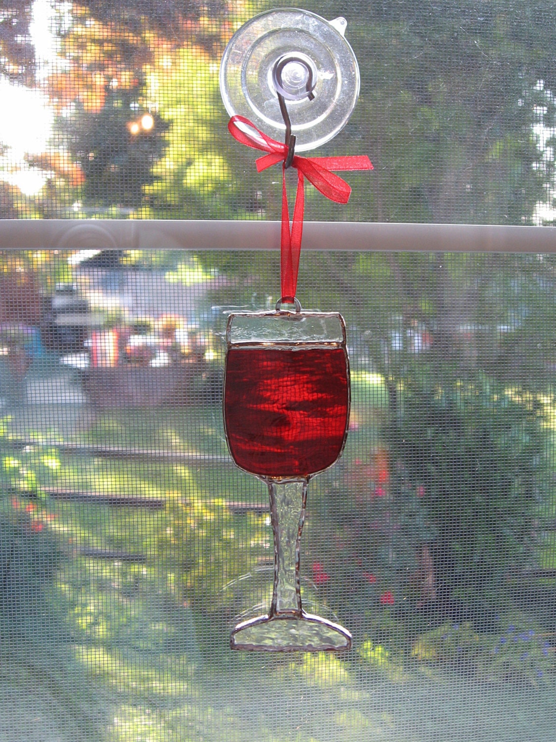 Wine Glass Stained Glass Suncatcher Wine Decoration Bar