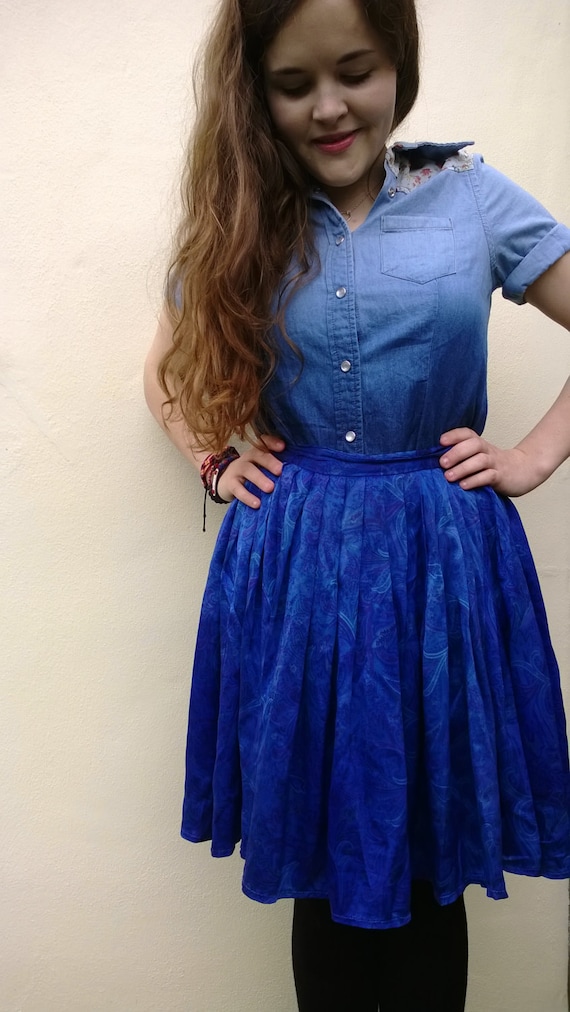 Gorgeous Pure Silk Royal Blue Paisley Wraparound Skirt