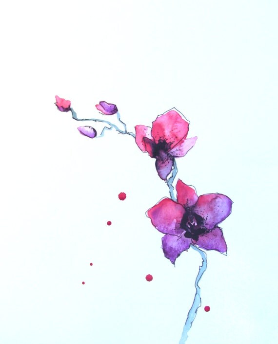 pink purple orchids watercolor painting bedroom art home pink purple orchids watercolor painting bedroom art home