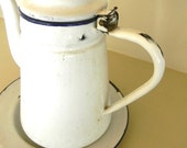 vintage sweden white enamel pitcher and platter