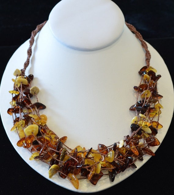 Handmade Multi Strand Polish Amber Necklace