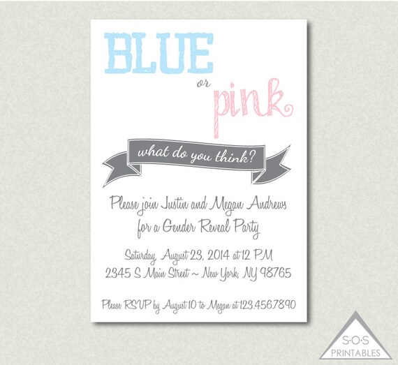 Blue or Pink What do you think Gender Reveal by SOSPrintables