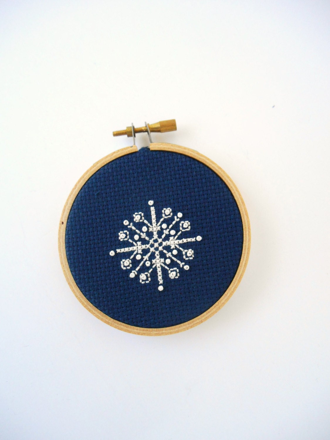snowflake christmas ornament navy blue hoop art ornament with snowflake christmas ornament navy blue hoop art ornament with