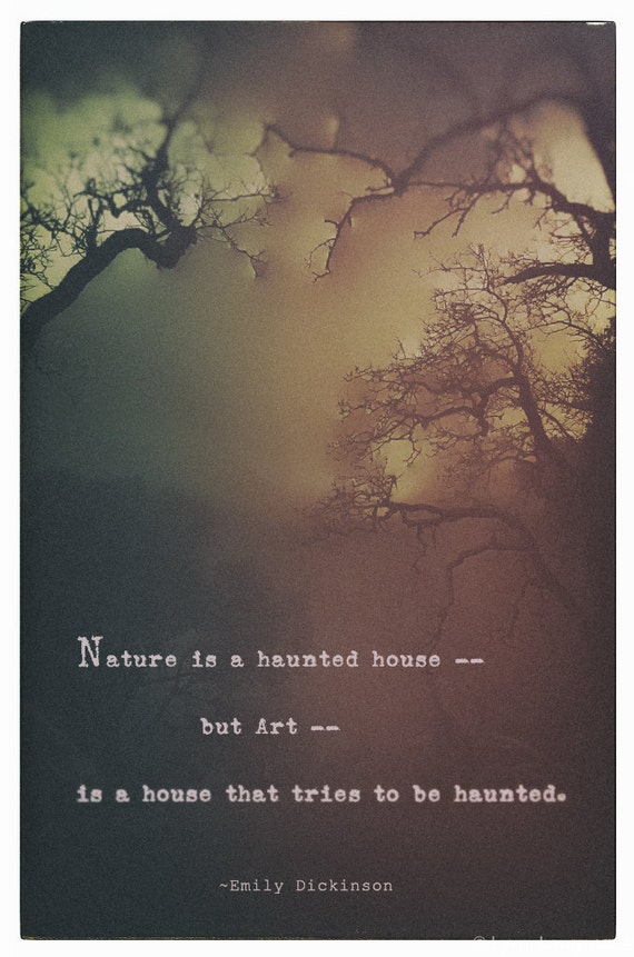 Typography Prints: foggy woods quote print halloween decor