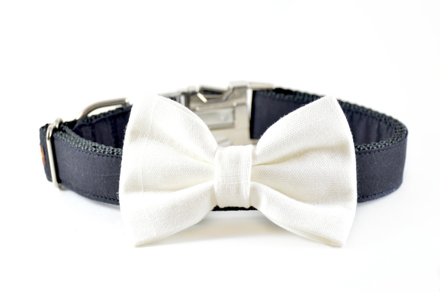Ivory Linen Dog Bow Tie Wedding Formal Dog and Cat OffWhite