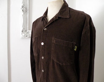 Doc Dr Martens Dark Brown Corduroy Vintage Camp Shirt Jacket Sz Small