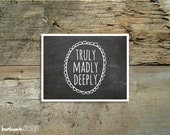 INSTANT DOWNLOAD - Printable Valentine - Folding Card - Chalkboard - Truly Madly Deeply Il_170x135