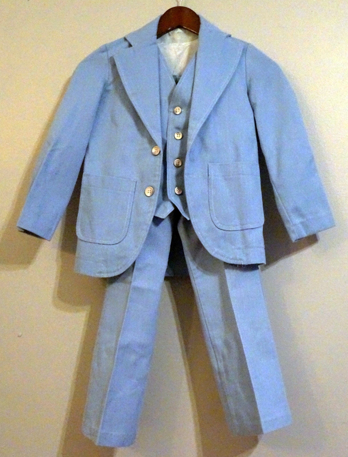 Boys 3 Piece Light Blue Denim Suit by midcoastfun on Etsy