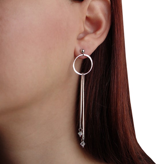Rod earrings 925 solid sterling silver drop stick earrings