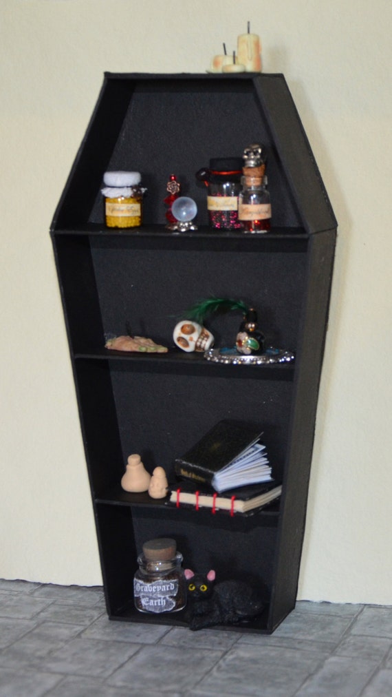 Miniature Vampire/Goth/Witch Bookcase Coffin Book Case in