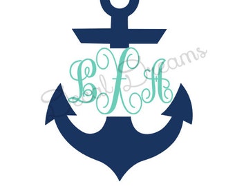 Anchor Monogram Anchor Vinyl Decal Nautical Car Laptop Notebook Window Vinyl Decal Anchor Monogram Girly Fancy