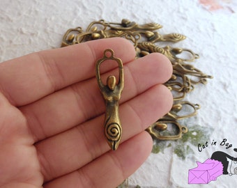 5 Charms pendant Goddess 43x12 mm antique bronze tone - SP43-4