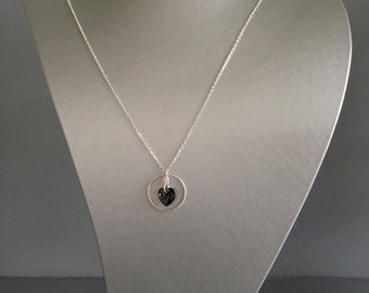925 Silver Chain Swarovski Crystal Heart Bronze