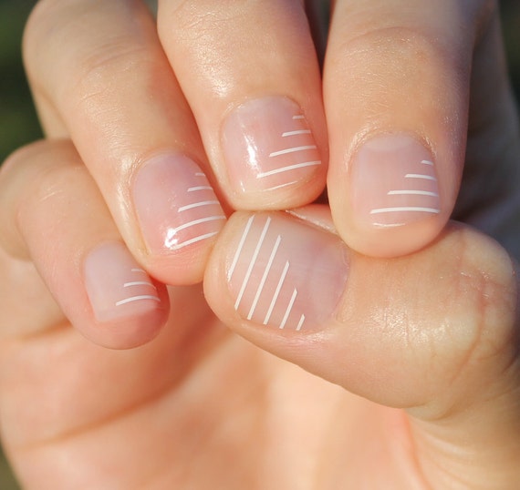 Partial White Stripes Transparent Nail Wraps