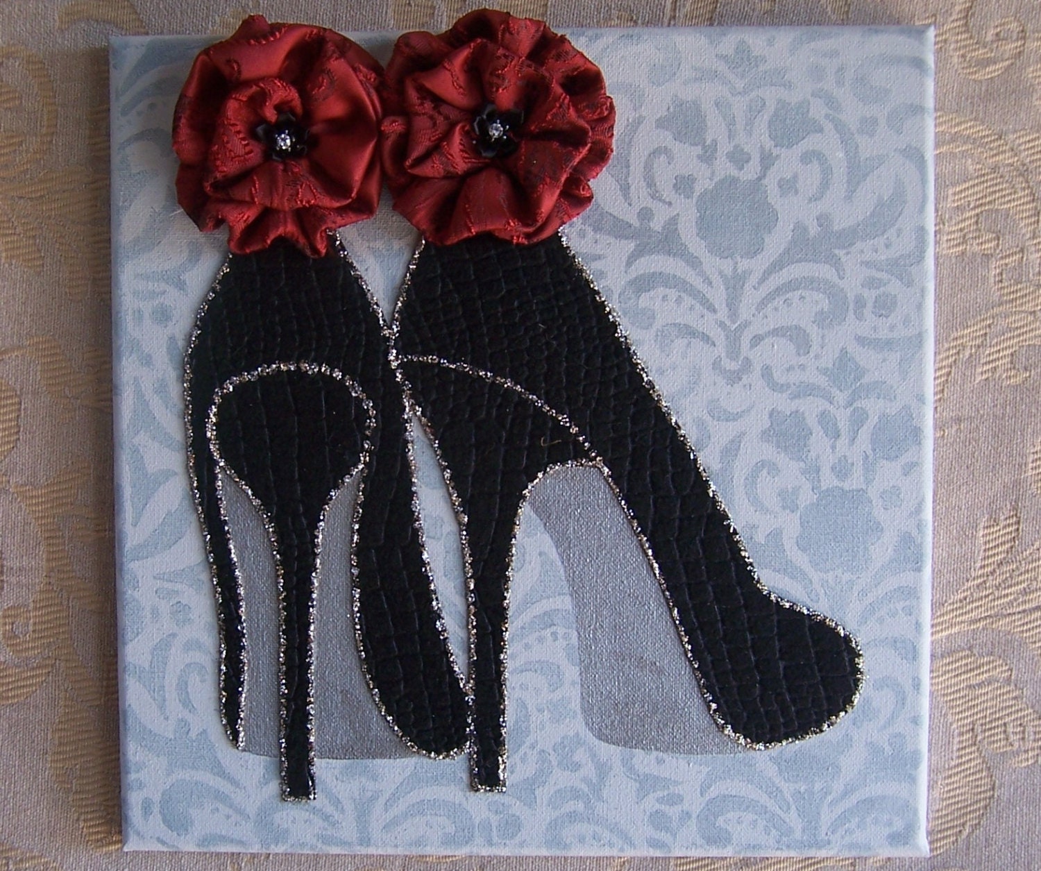 Collage wall art high heel shoes mixed media wall decor