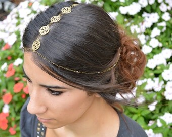 Head Chain // Bohemian Hair Accessory // Boho Headband // Statement Head Piece // Wedding Head Chain // Festival Head Jewelry