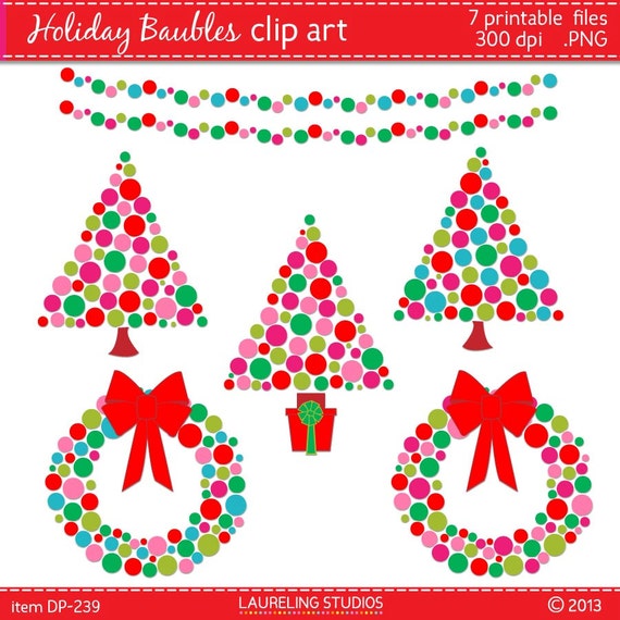 Items Similar To Digital Christmas Clipart In Red Pink