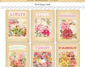 Digital vintage cottage shabby chic flowered bingo cards / ephemera / 5" by 7" and 4" by 6" and 3" by 4.2" / downloadable, printable Il_170x135