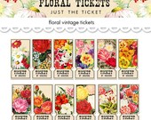 Digital vintage floral tickets / shabby chic / ephemera collage sheet / three sizes / downloadable, printable / wedding DIY Il_170x135