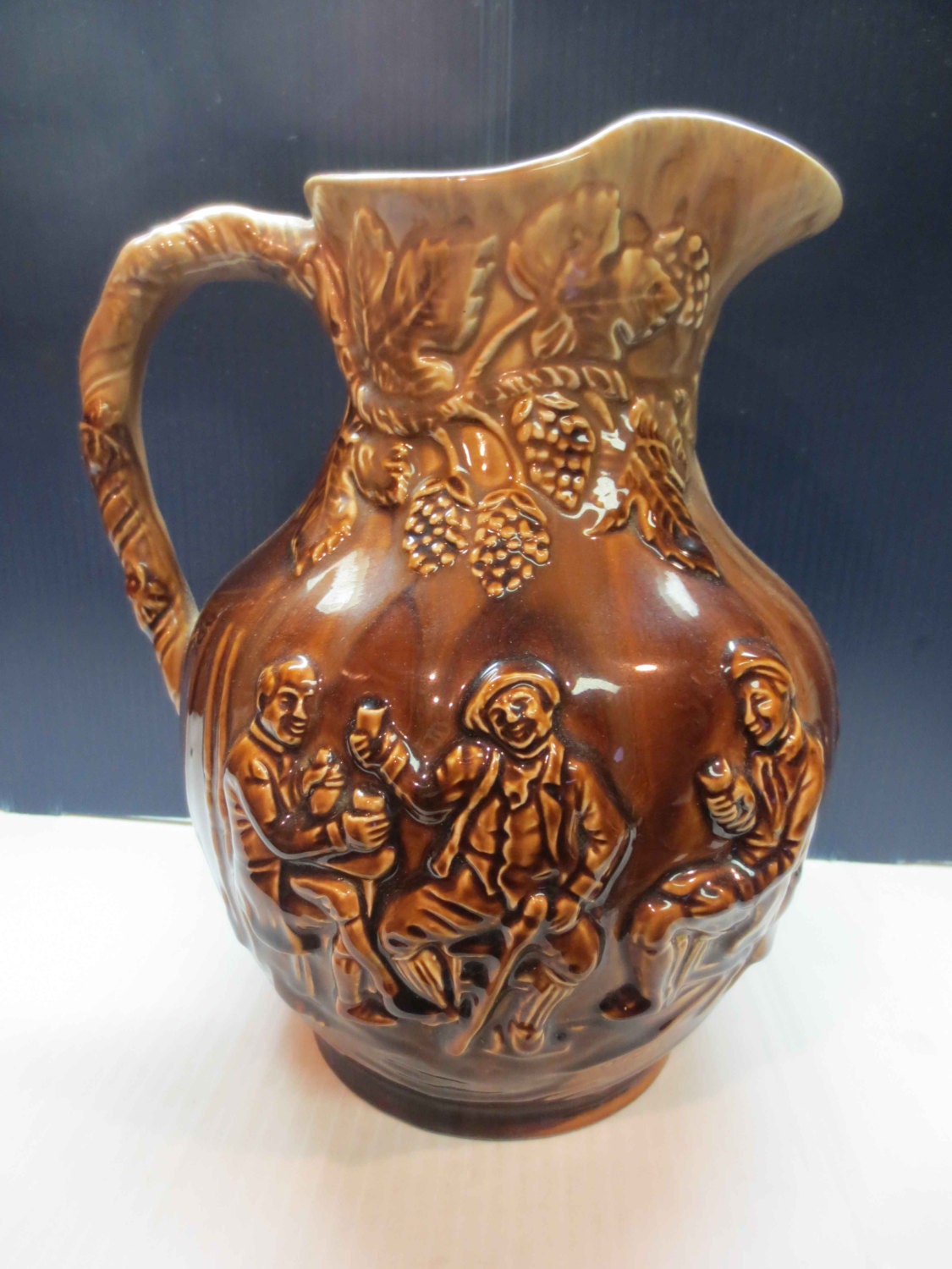 Signed Arthur Wood Son Brown Glazed Pitcher Pottery England   Il Fullxfull.649820370 6zy6 