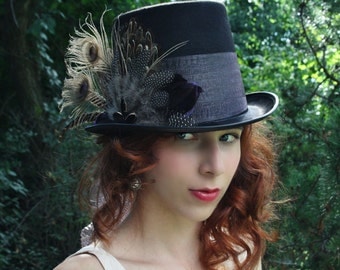 Mad Hatter top hat alice in wonderland top hat steampunk top hat mardi gras hat neo victorian top hat neo gothic top hat CHESHIRE