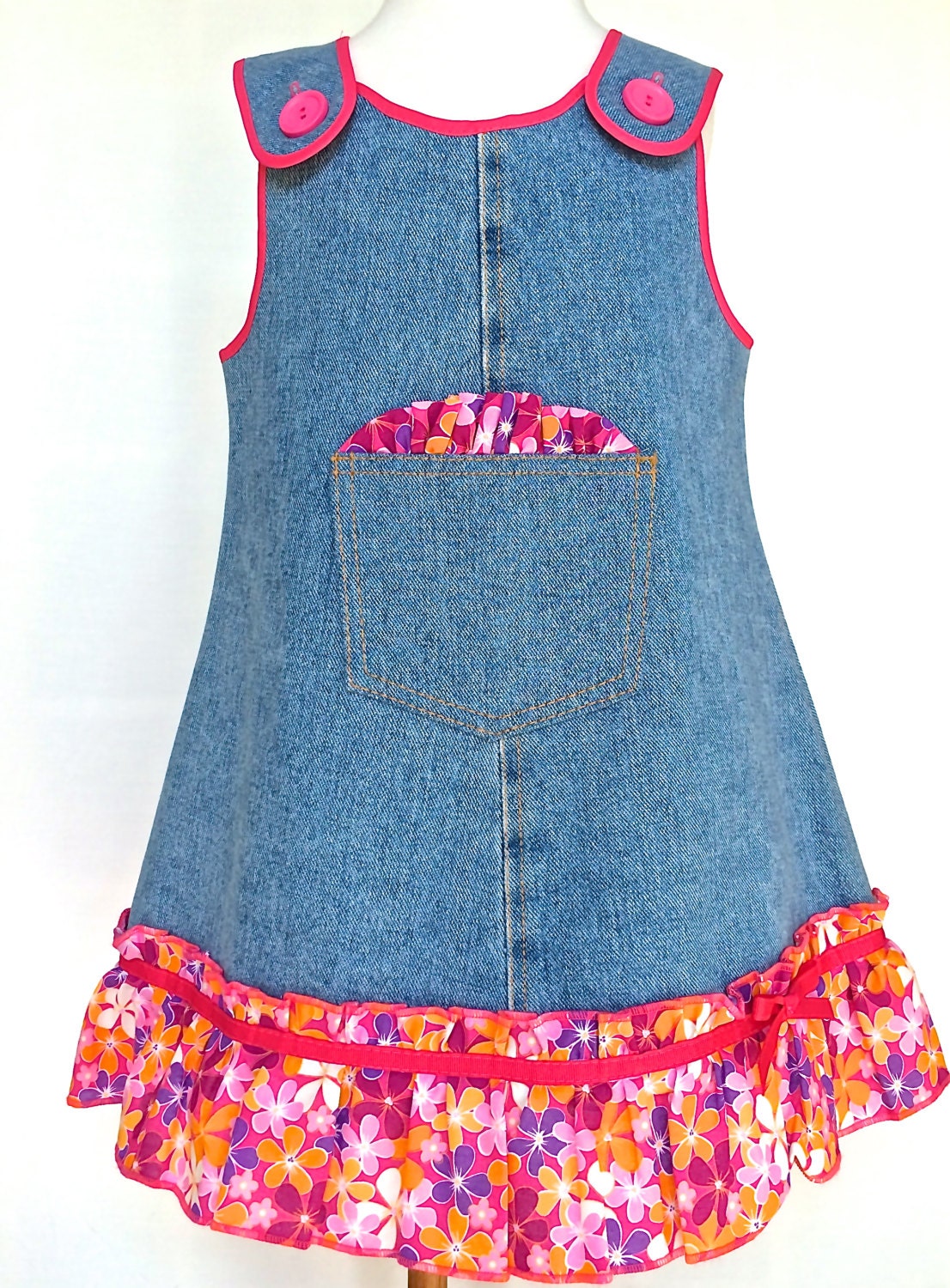 Toddlers Denim Dress Fall Dress Upcycled Denim by 8thDayStudio