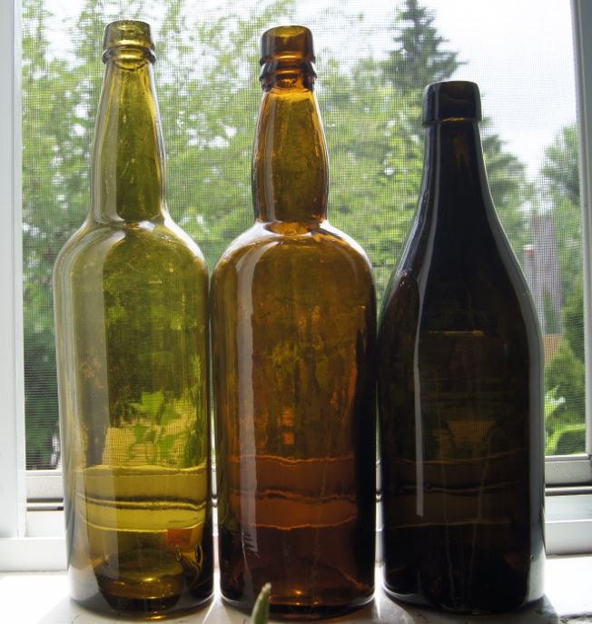 Vintage Green Glass Beer Bottles one light by TheVintageTrekker