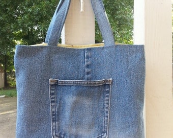 Items similar to Upcycled Tote bag - Multi Use Denim from Am Eagle ...