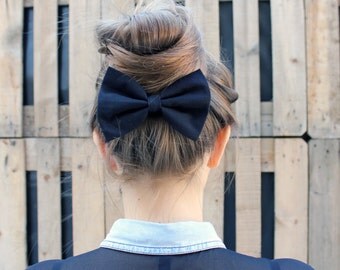 Black Hair Bow. Black Hair Bow Barrette Clip. Anthracite Black Hair Bow Elastic. Bow Brooch Pin.