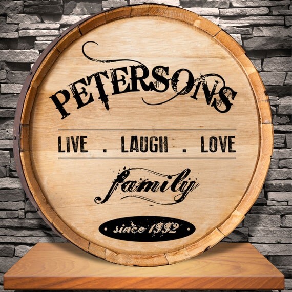 Family Wine Barrel Sign Personalized Live by CreativeByClair