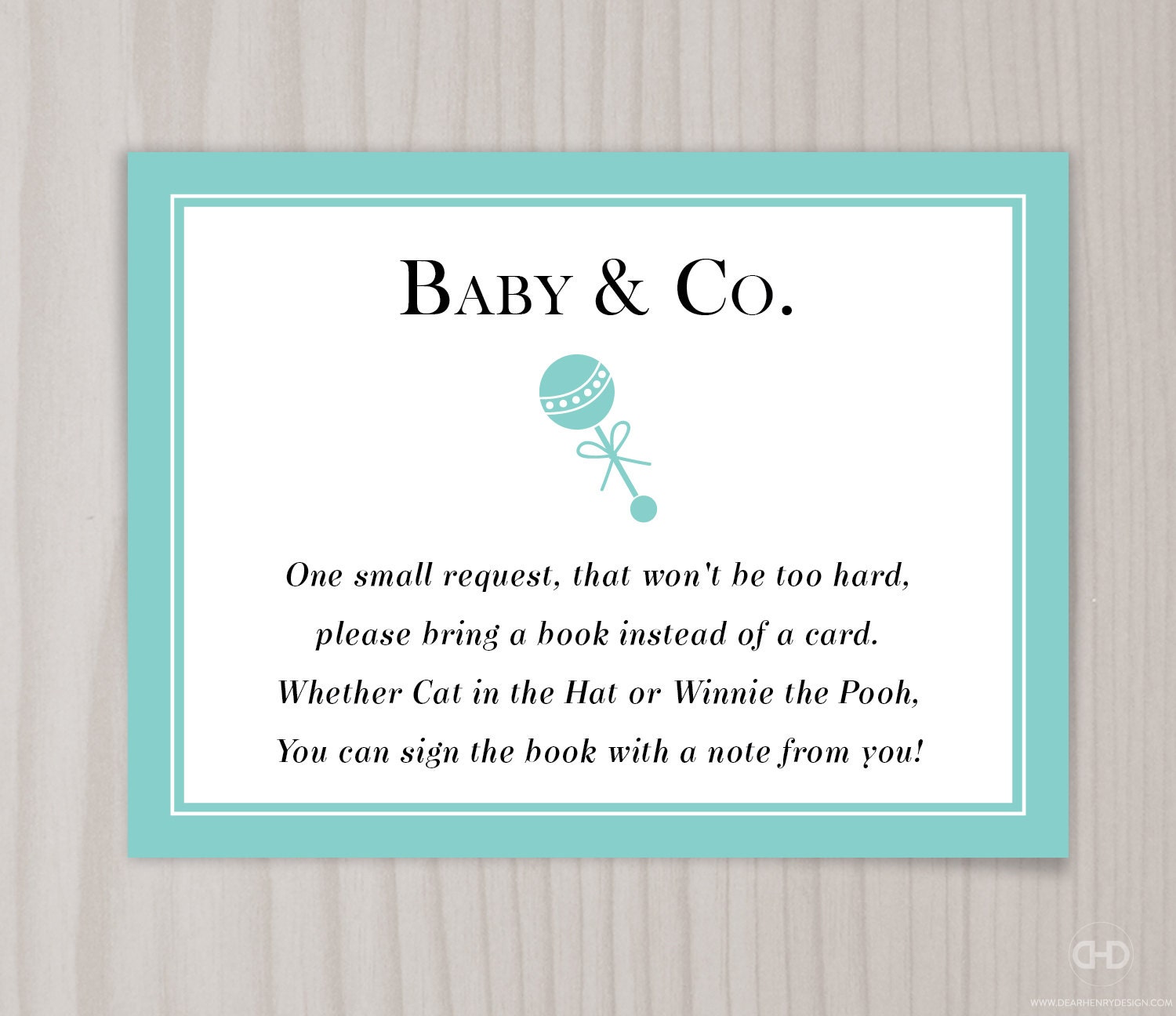 Baby & Co. Book Request Card Baby Shower Bring a Book