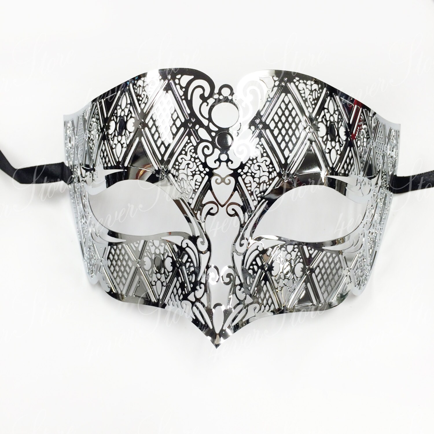 Silver Men&rsquo;s Masquerade Mask Mens Mask Silver by 4everstore