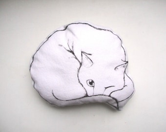 cat pillow cat lover gift decorative cuddly plush cute hand painted drawn soft toy home decor