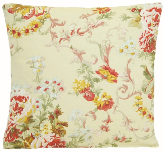 Biege Floral Design Cushion Cover Designer Fabric Roses Ralph